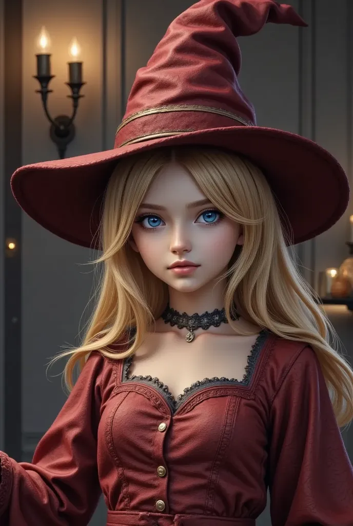 (masterpiece,  best quality :1.2),  1 girl, halloween ,casual wear, witch hat ,indoor,