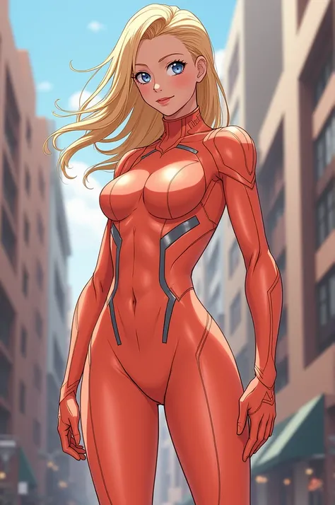 A peach-colored female hero costume similar to the one in My Hero Academia.