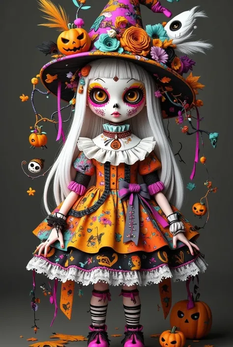  close-up of a doll wearing a hat and dress, Mark Ryden&#39;s style,  Mark Rydens Style ,  Mark Ryden Style , Goth clown girl , Victoria Day of the Dead, Mark Layden Highly Detailed, Doll Punk, Ball joint figure ,  a lovely dark autumn princess ,  inspired...