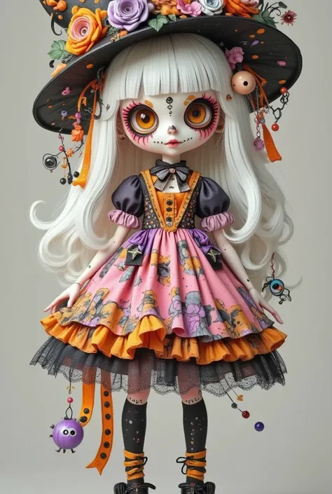  Pastel ， close-up of a doll wearing a hat and dress,  inspired by Mark Ryden  , tumblr, Gothic art, Mark Ryden&#39;s style,  Mark Rydens Style ,  Mark Ryden Style , Goth clown girl , Victoria Day of the Dead, Mark Layden Highly Detailed, Doll Punk, Ball j...