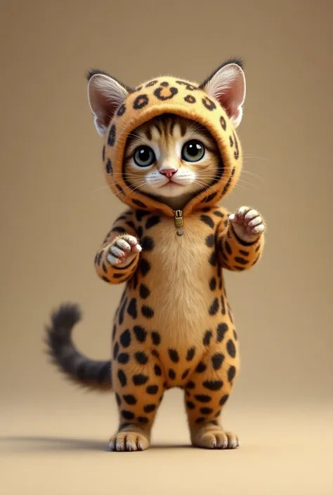 kitten　The leopard costume is coming　Bipedal