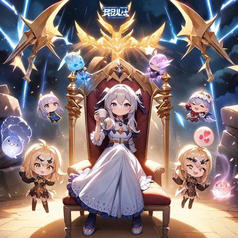  small mascot ,  anime girl sitting on a chair holding a coffee cup in her hand, Alchemist Girl , Light novel cover , Official Art,  epic light novel art cover , Official Artwork, epic Light novel cover , change, isekai, small curve change, Crush Lease, Kshat Krentzky Art Feminine, Shadowverse Style, Moe Dwarf,