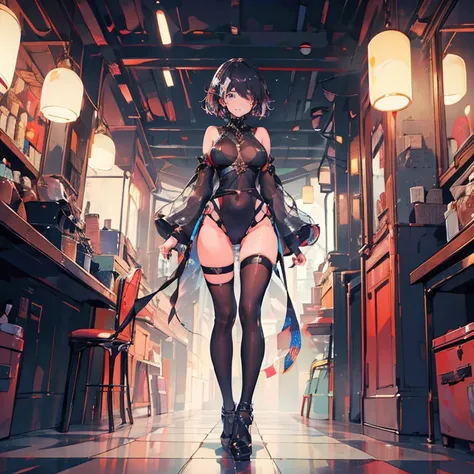 full body Waifu beautiful detailed eyes, beautiful detailed lips, extremely detailed eyes and face, longeyelashes, 1girl, sensual, young woman, sexy medium / large breasts, beautiful feminine face, nice sexy thighs, slim, sexy, erotic, beautiful fashion cl...