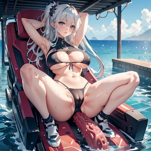       Anime Kawaii sexy perfect slim sensual body,     huge breasts,  sticking   ,  big nipples and huge hips sticking   ,  (     meaty and attractive long legs    ),        Complex and very detailed anime illustration        (     young girl     )       A...