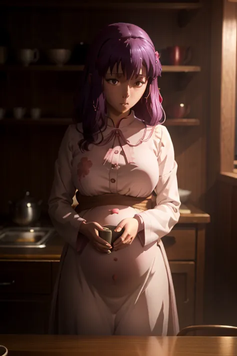 「Matou Sakura」The figure contaminated by the Holy Grail of pregnant woman