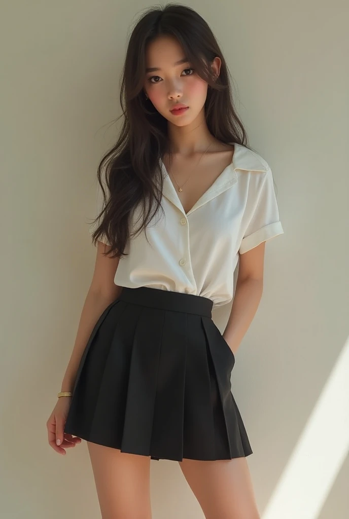 Shes a female student, but she wears a short skirt and is pretty