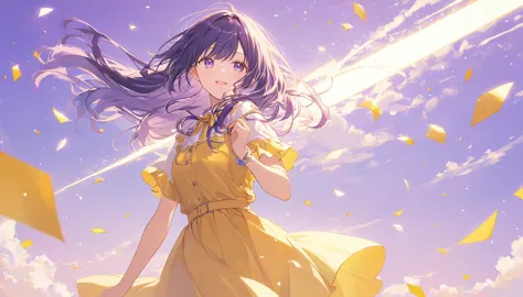 ((background))、Confetti、Purple and yellow are the themes、Warm colors、The light shines