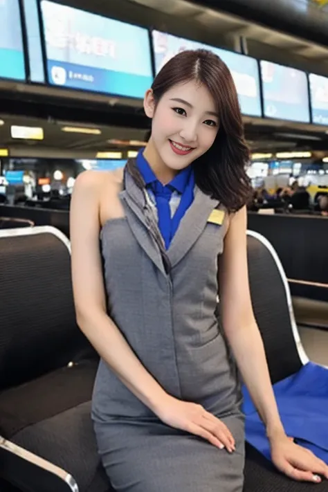 one japanese woman、airport terminal、超beautiful woman、((full body images:1.2))、24 years old、 stewardess、 flight attendants、(best ...