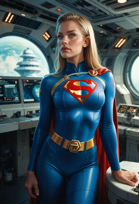 Supergirl Wearing a Star-Fleet Uniform, Star Trek, Spaceship, Star-Ship Enterprise
