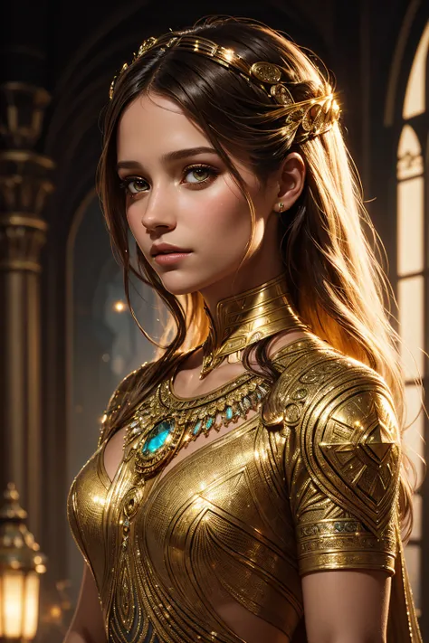 3D portrait Alicia Vikander, wearing sexy cleopatra transparent costume, against the background of the Nile, 9 9 9 9 s, wavy hair, intricate, elegant, highly detailed, digital painting, artstation, concept art, smooth, sharp focus, illustration, art by tho...