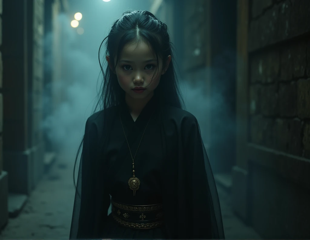 Ghost girl in Thai costume Legend tells of an evil spirit in black.