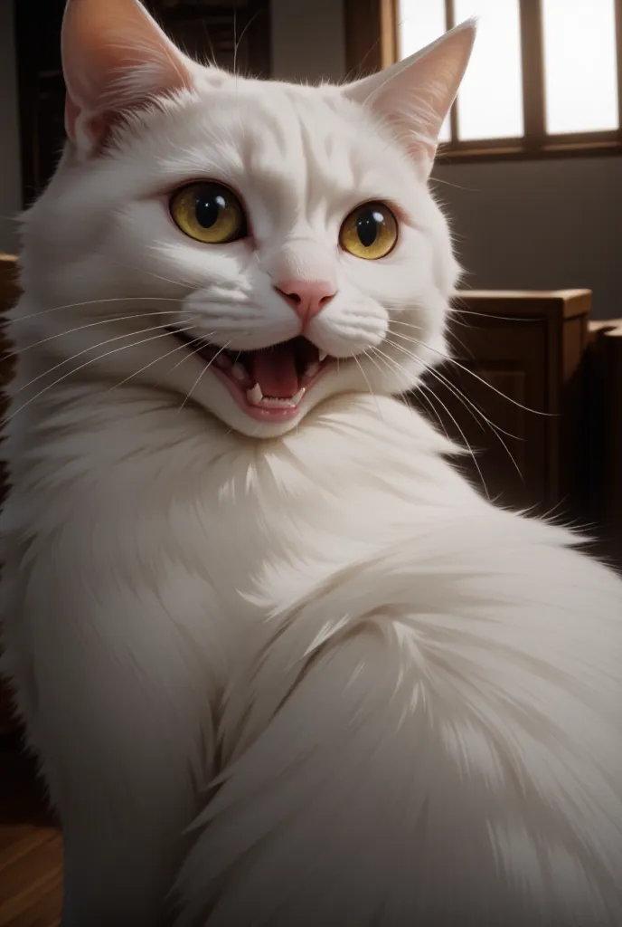 a cat turns around with a surprised expression