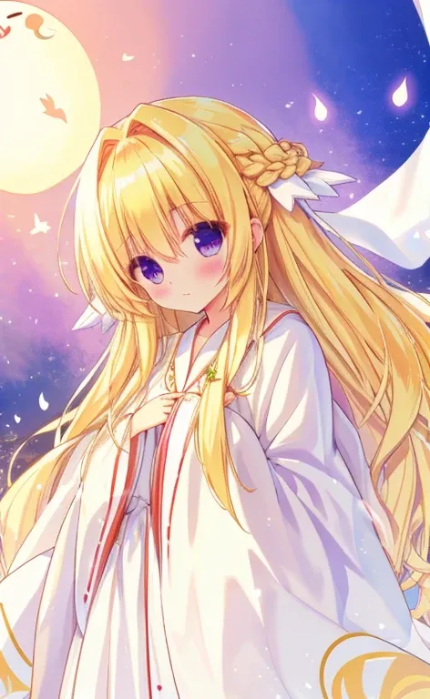  beautiful long blonde hair 　ghost　White robes