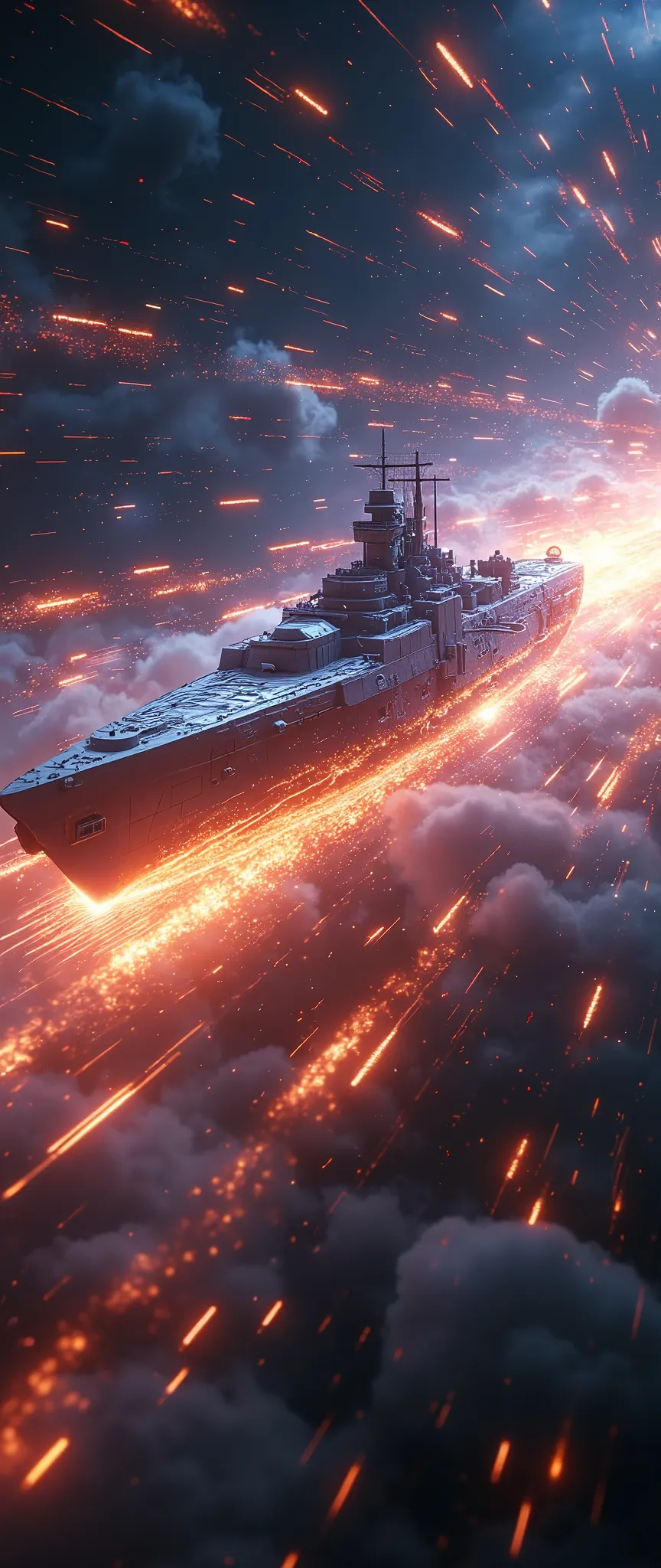 (masterpiece:1.2,Outstanding quality,Mirror finish, Cinematic Experience ),8k,wallpaper,Realistic,(DSLR Canon Style),( battleship type spacecraft warps with beautiful lines of light :2.0),(SF:2.0),( streamlined spaceship reminiscent of the Yamato battleship :2.0),(dynamic),( Beautiful light particles are being emitted from the wave engine at the stern:2.0),(Express super speed of light with beautiful lines of light:2.0),( The background is a wormhole and subspace  :2.0),(motion blur),(Vivid colors:2.0)