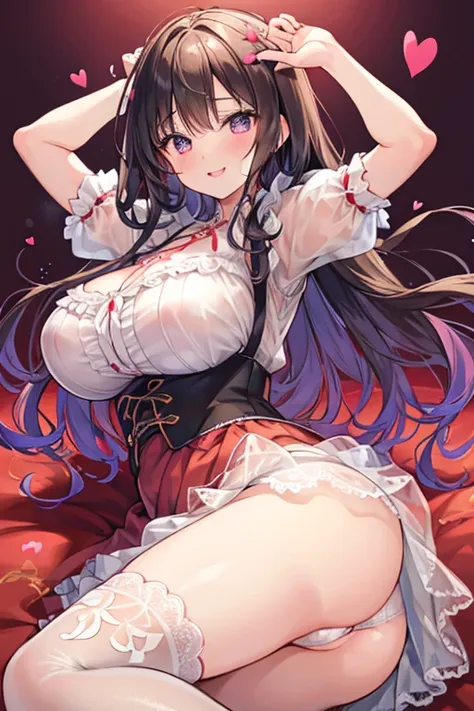 8k、 best quality 、  Maximum Clarity and Clarity  、  very detailed  、Beautiful art、  very detailed 、Biologically correct body、 textured skin、 A kind smile、Maternal、  plump ass  、Erotic face、see-through clothing 、Large Breasts、(((  Luxurious Ruffles and Deli...