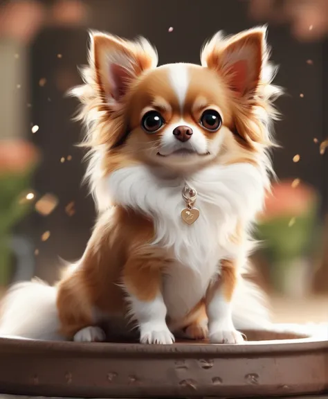 long-haired chihuahuas  ,  their gentle eyebrow color is white  ,  they are so cute in black and brown , fluffy fur, big ,  spar...