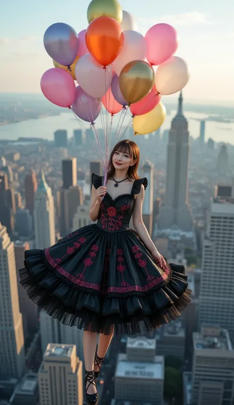 ultra-realistic, photorealistic, dramatic scene, shadow, global-illumination, (teenage Japanese famous idol girl:1.5), very beautiful fragile Japanese girl, very beautiful with very cute but boyish cool face, (gothic lolita:1.2), (She is wearing a gorgeous...