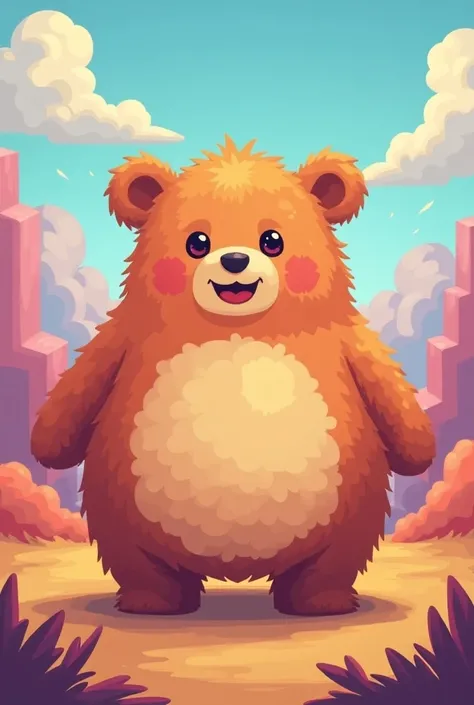 Create a picture of a chubby bear in pi al style