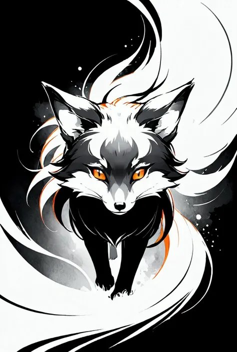  high quality, logo style, Watercolor, powerful colorful fox face logo facing forward, monochrome background, by yukisakura, awesome full color