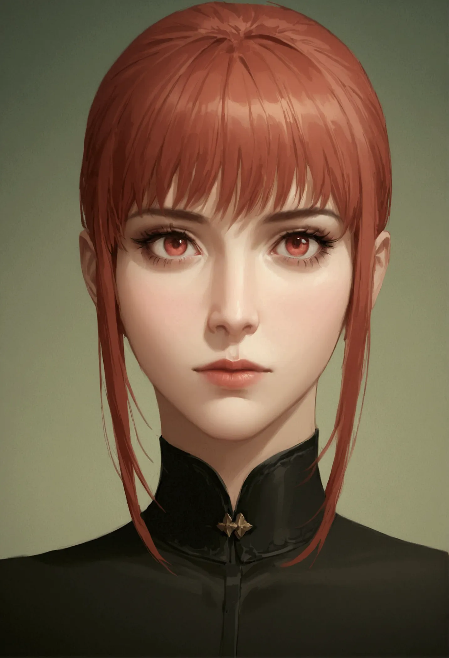 there is a woman with red hair and a black dress, beau portrait animé, oeuvre d&#39;art dans le style de guweiz, aux cheveux rou...