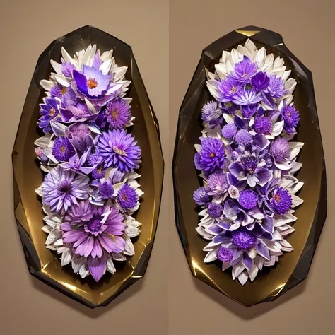  dahlias composed of charoite and amethyst, Flowers made from minerals ,