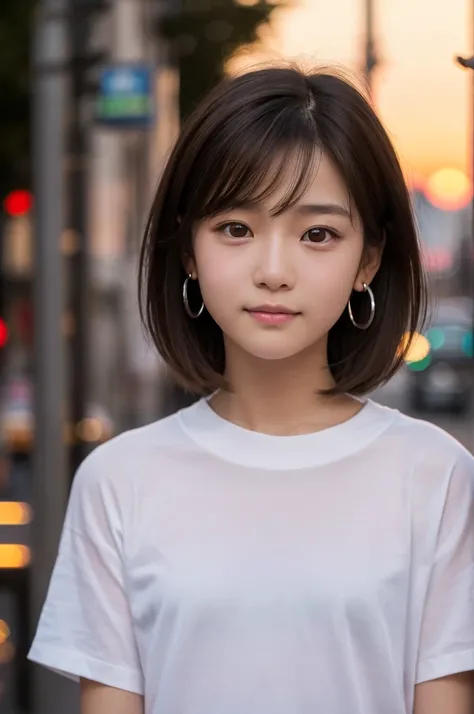 ((masterpiece)), ((photo realistic)), ((highest quality)),shiny eyes, Fair skin, puffy face, broad jawline,big beady eyes, well-proportioned Japanese girl, 15years old, (no make-up:1.2) , glowing silver light brown hair, (messy short hair) , (tearful face,...