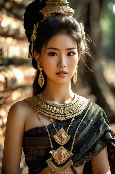 ( 3 women), full body images,   realistic details, sharp picture,  thai girl dressed in the style of the ancient ayutthaya kingd...