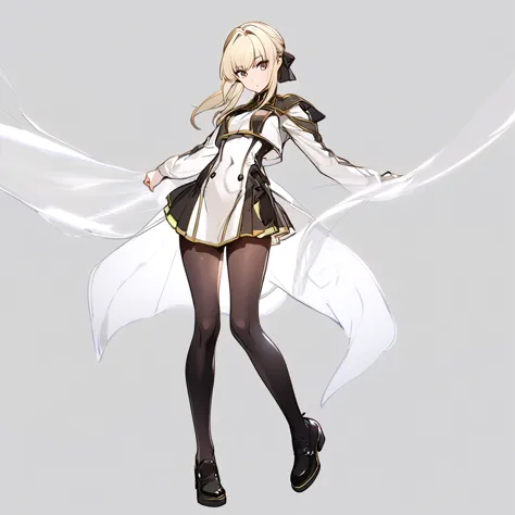 anime, 1 girl, millia, solo, full body, plain white background