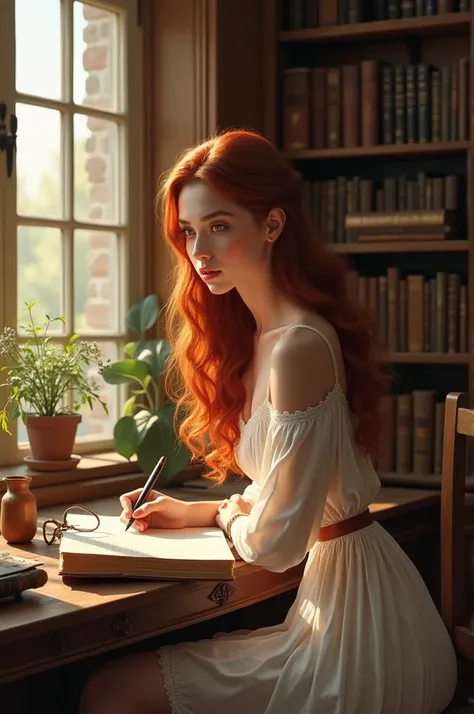 Beautiful woman writing a diary
