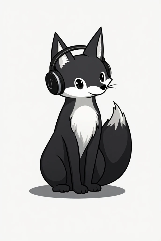 Create a fox icon using headsets with black and white colors 