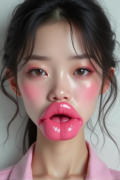 girl asian   very big pink lips