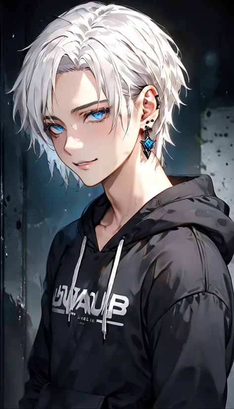 absurdres, highres, ultra detailed, HDR, master piece, best quality, extremely detailed face, delicated features, Jaehwan, White hair, short hair, no fringe, without bangs, handsome hair, cool blue eyes, The World After The Fall, solo, sexy boy, sensual, Y...