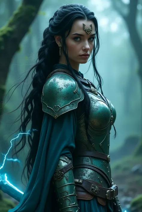 In a vast, otherworldly realm where magic flows through ancient forests and mountains touch the sky, a legendary warrior woman known as "Astra the Stormblade" stands as a beacon of strength and resilience. Astra has piercing emerald eyes and long, raven-bl...