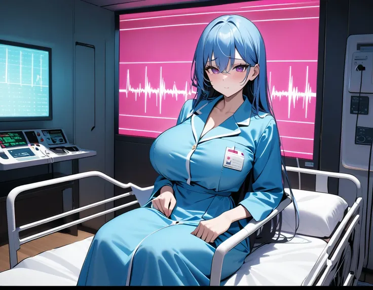 In a dimly lit, sterile private room within a VIP ward, a gaunt figure clad in a blue patient gown occupies a wheelchair, his frail form eerily juxtaposed against the backdrop of pulsing electrocardiogram waves on the LCD screen. Three sultry nurses, their...