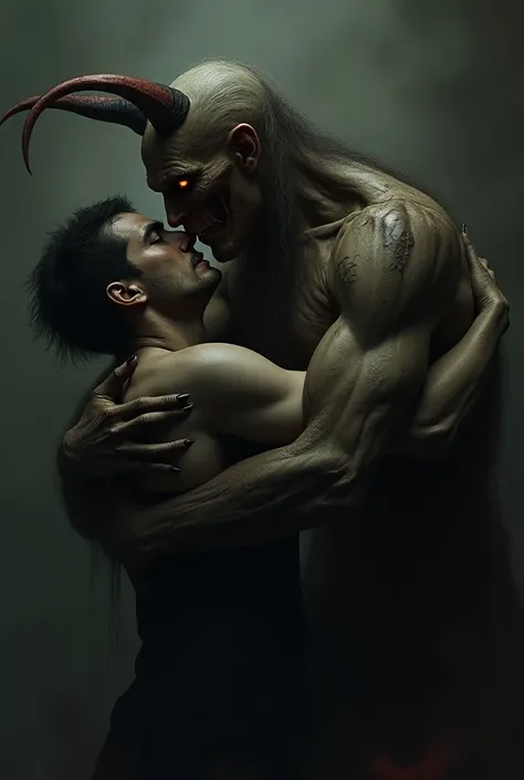  the Satan hugging a man