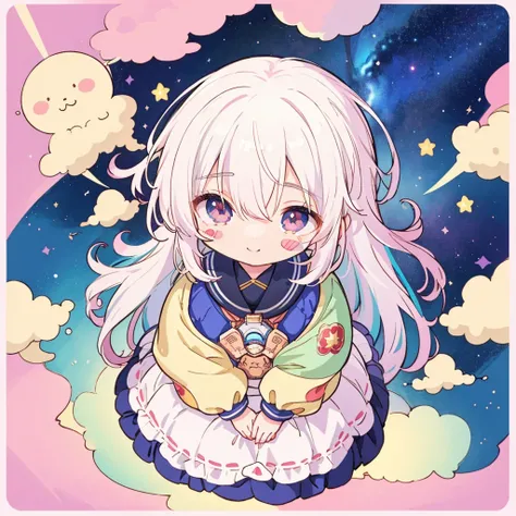 Chibi、cute、Bold and dynamic composition、X composition 、Best Quality、最高masterpiece、Handsome face、Baby Face、((Stickers))，Stickers， concept art,Under Art，Anime Style， Dreamland Wonderland、Utopian，masterpiece， Many colors ， DetailsDetails ，Seven Colors,(Best Q...