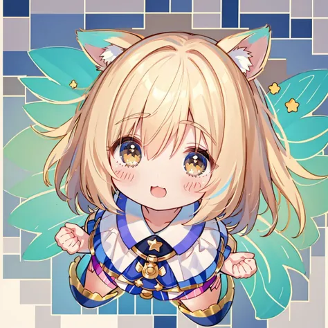 Chibi、cute、Bold and dynamic composition、X composition 、Best Quality、最高masterpiece、Handsome face、Baby Face、((Stickers))，Stickers， concept art,Under Art，Anime Style， Dreamland Wonderland、Utopian，masterpiece， Many colors ， DetailsDetails ，Seven Colors,(Best Q...