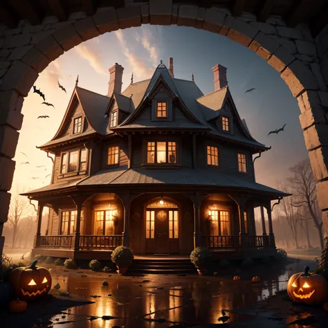 Halloween, house, mansion, house, mud wall, fusion, mingle, sensation,