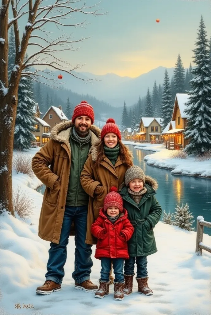 Oil-style Christmas postcard 