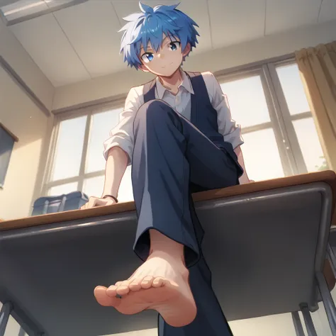 score_9, score_8_up, source_anime,
1boy, nagisa shiota, short blue hair, gentle eyes, school uniform, long trousers, alone, look...