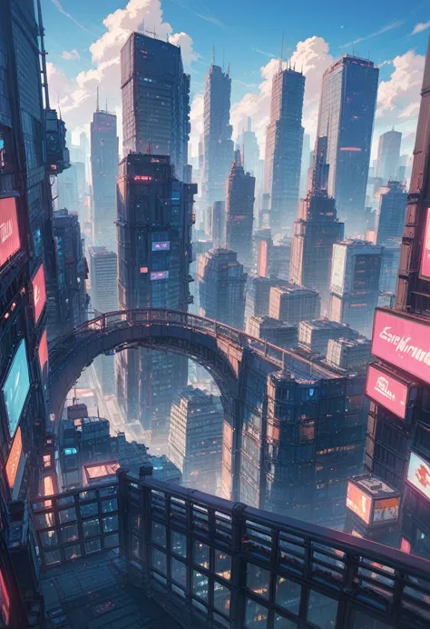 score_9, score_8_up, score_7_up, score_6_up, masterpiece, high quality, cyberpunk, city, signboards, bridges, 1girl, sitting on ...