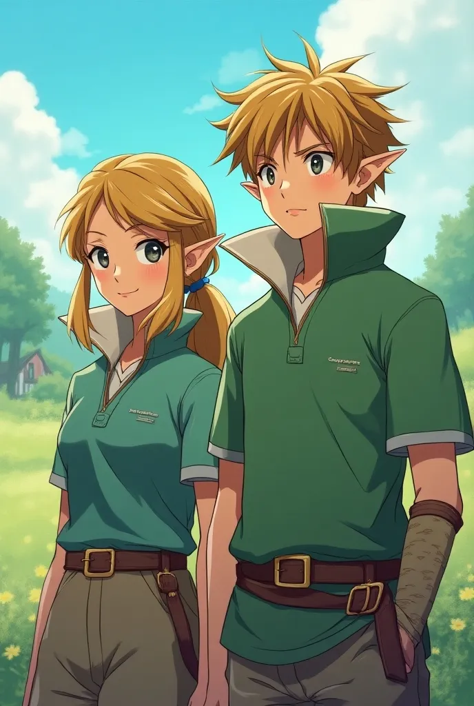 Anime, Princess Zelda and Link are both wearing Massive Popped Collar Polos with their Collars both Fully Popped up 