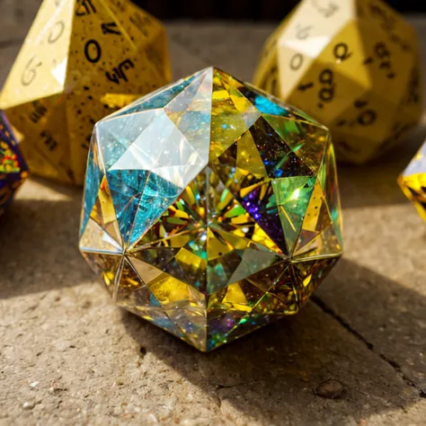 Polyhedral, yellow crystal