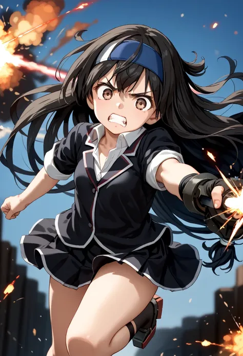 score_9,score_8_up,score_7_up,score_anime,Idealized Forms,Natural Light,details background,blurry background,extremely detailed,(aga),hatsushimo(kancolle),brown eyes,(left(white)right(blue))headband,(black)long hair,(low-tied)hair,(black)hair,small breasts...