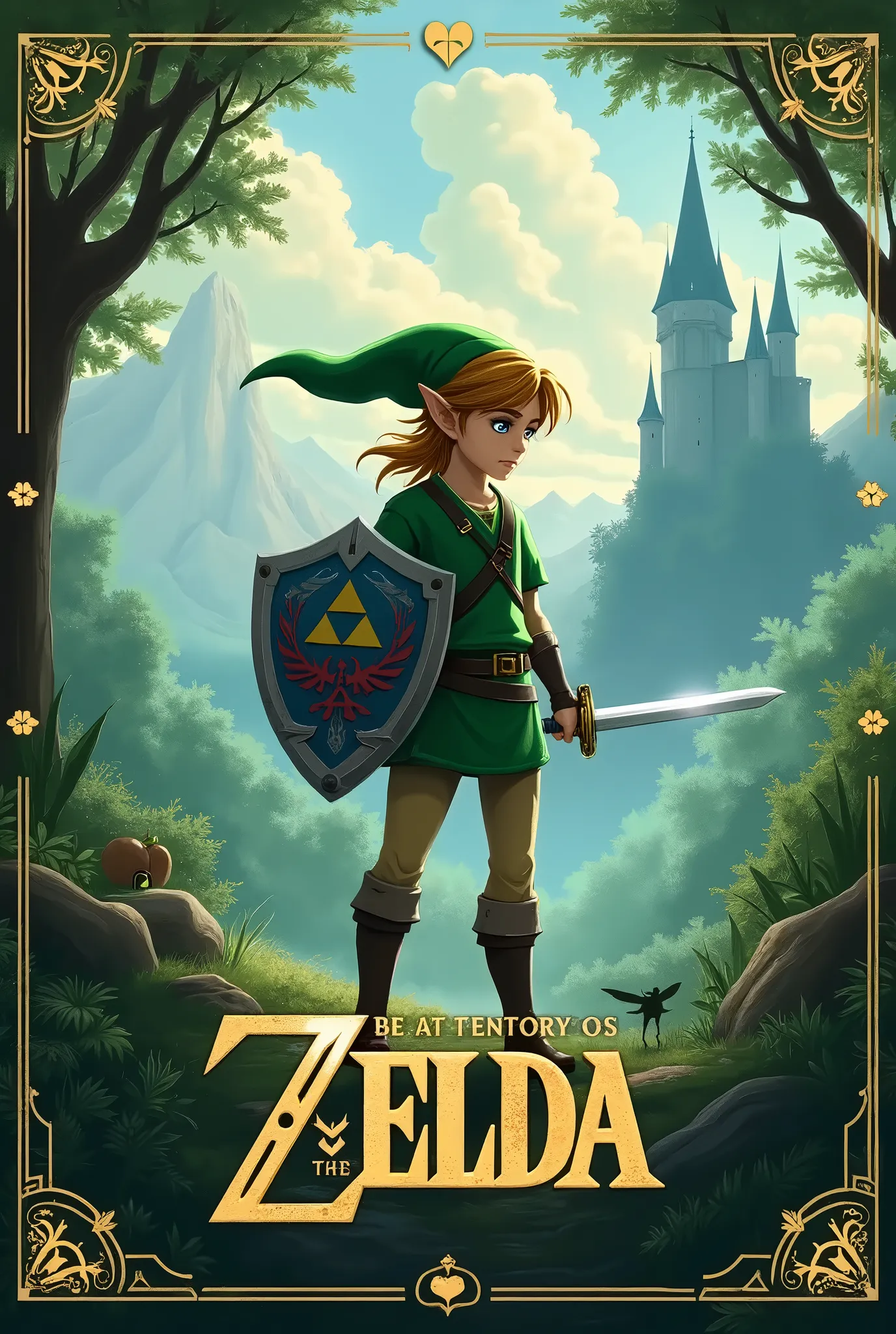 Create a cover for a board game inspired by Zelda
