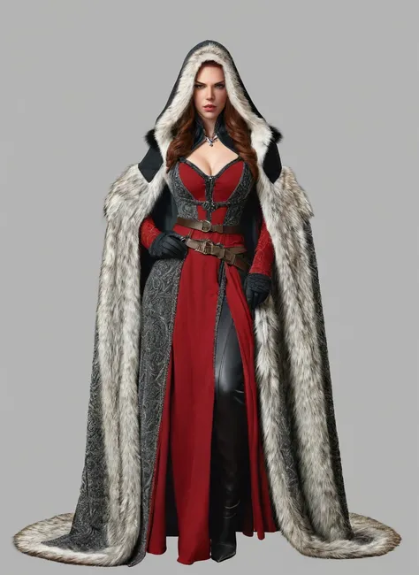 Black Widow, Assassin, medieval, black fur clothing,