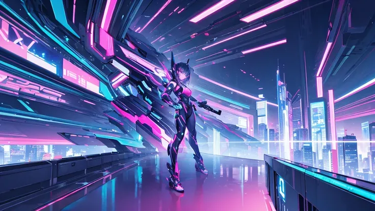 ((Best Quality)), ((masterpiece)), ( Details),cyber neon cityscape