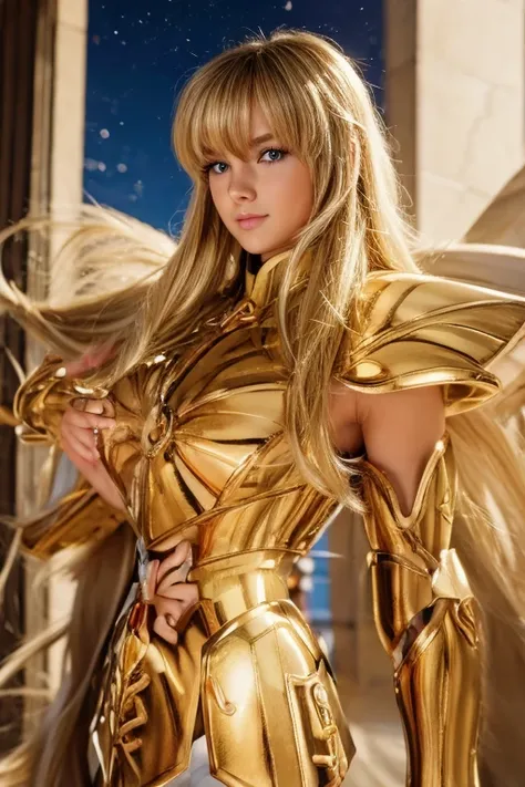 virgo armor based on the japanese anime saint seiya, shoulder_  armor decoration  ,    (  masterpiece:1.0), (   better quality :...