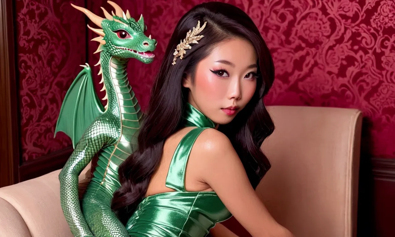 cute women (asian, age 25, sexy slinky outfits, sexy dragon lady makeup, fancy hair), hugging and flirting with viewer, upscale ...