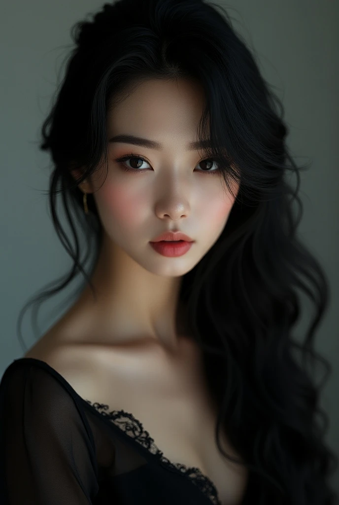 photorealism, Best quality, master piece, high resolution, beautiful hyper realistic elegant gorgeous asian, black hair, cinematic lightings , 